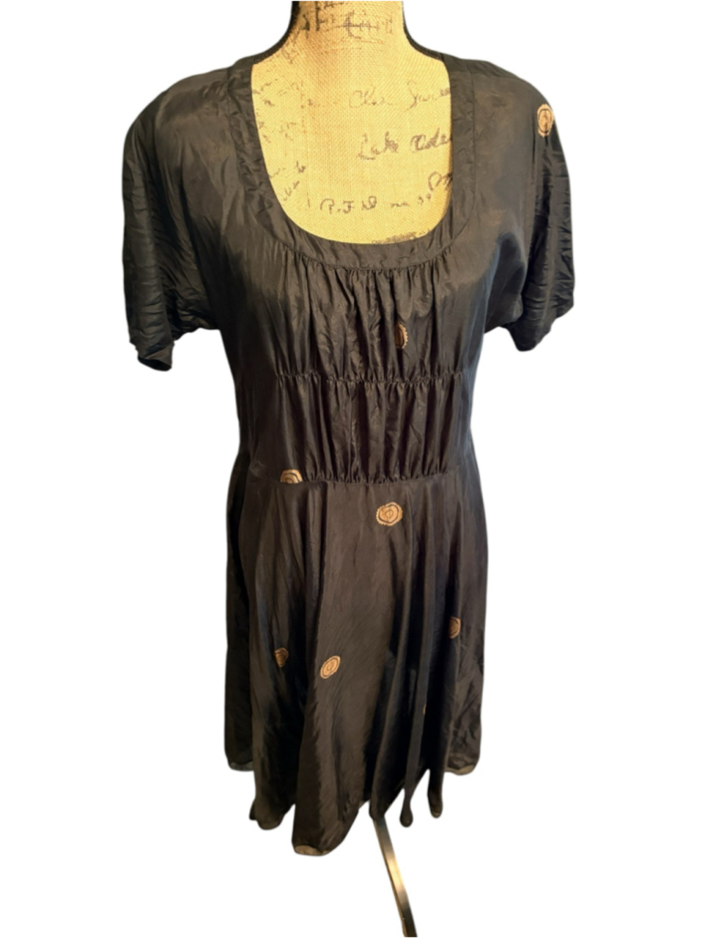 Biya by Johnny Was Black Silk Dress Size M - Picture 2 of 10